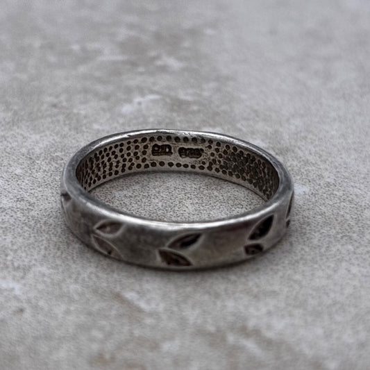 Sterling Botanical Relief Band Ring — Size 6.5
