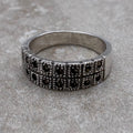 Sterling Marcasite Geometric Band Ring – Size 5.5
