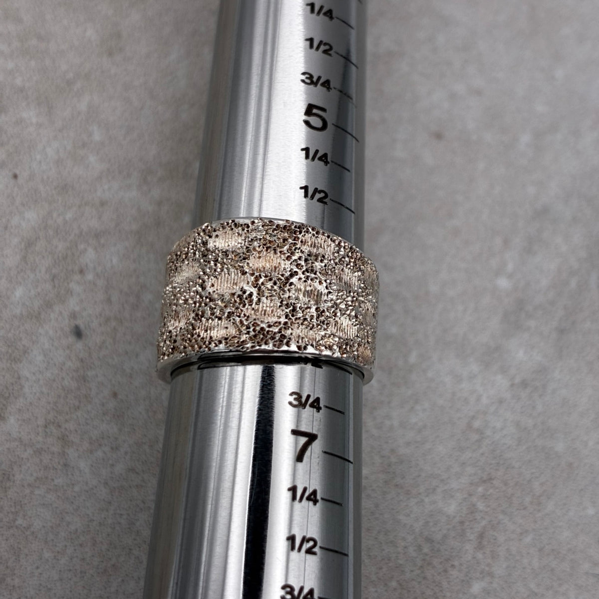 Sterling Italian Florentine-Textured Bold Statement Ring — Size 5.75