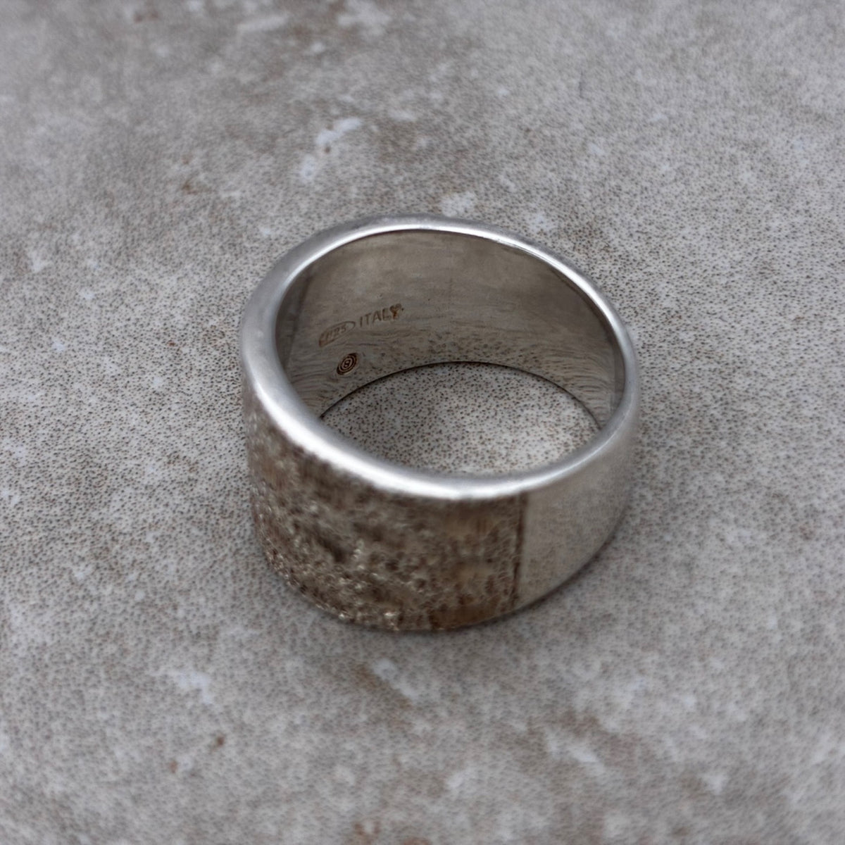 Sterling Italian Florentine-Textured Bold Statement Ring — Size 5.75