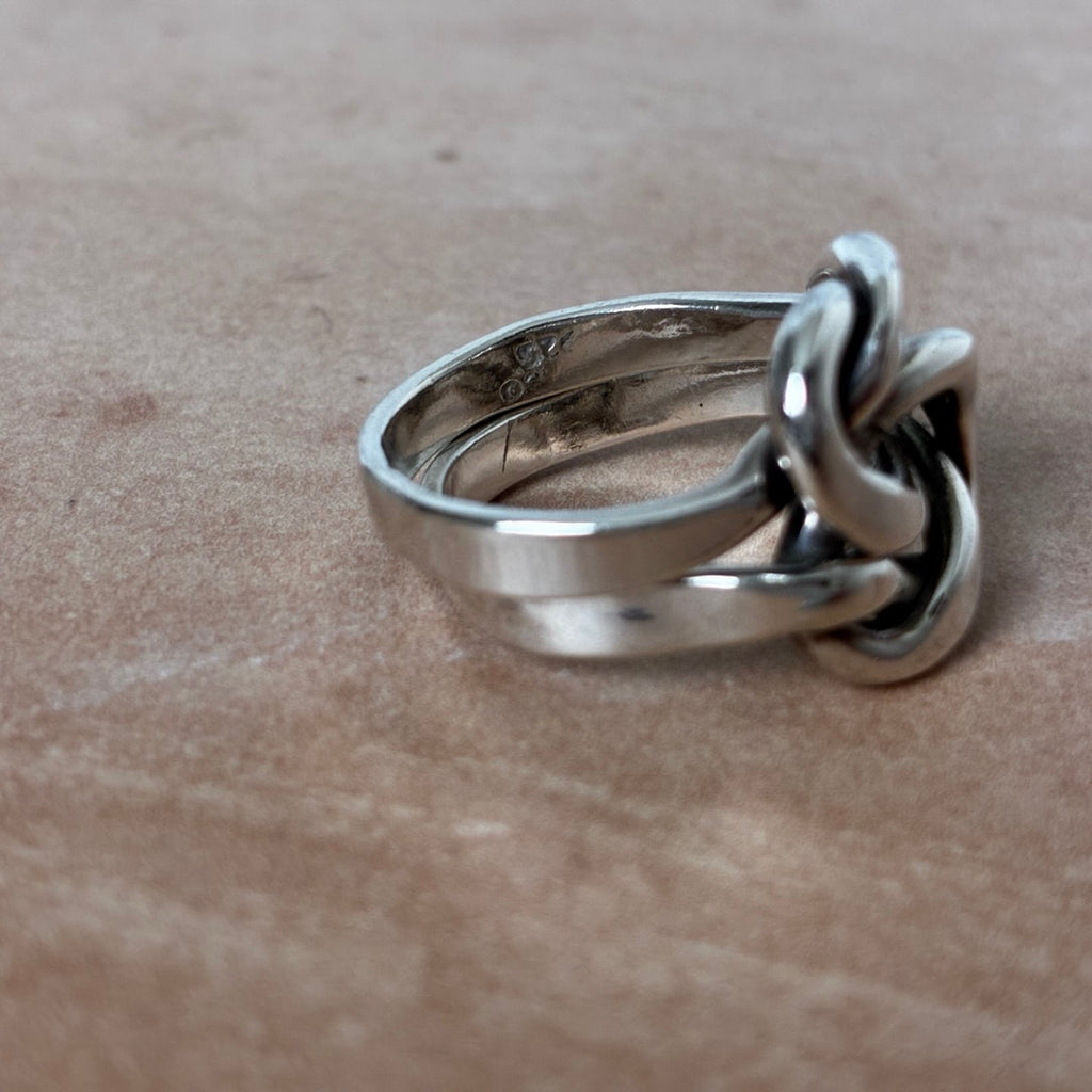 Sterling Interlocking Knot Double Band Ring Modernist Size 6.5