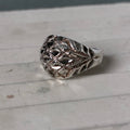 Sterling Diamond-Cut Domed Ring — Size 5.75