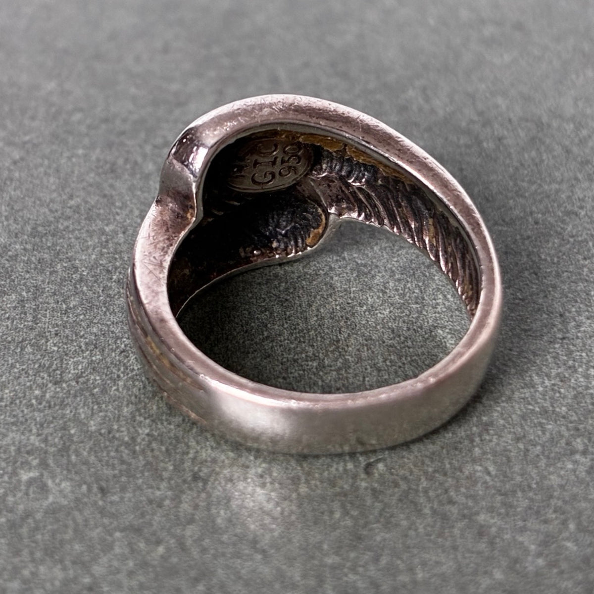 950 Silver 14K Gold Overlay Two-Tone Modernist Ring — Size 5.5