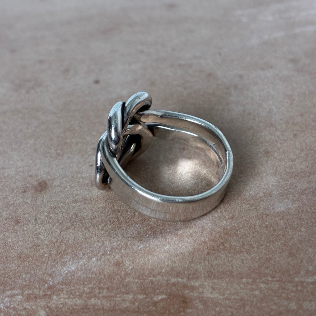 Sterling Interlocking Knot Double Band Ring Modernist Size 6.5
