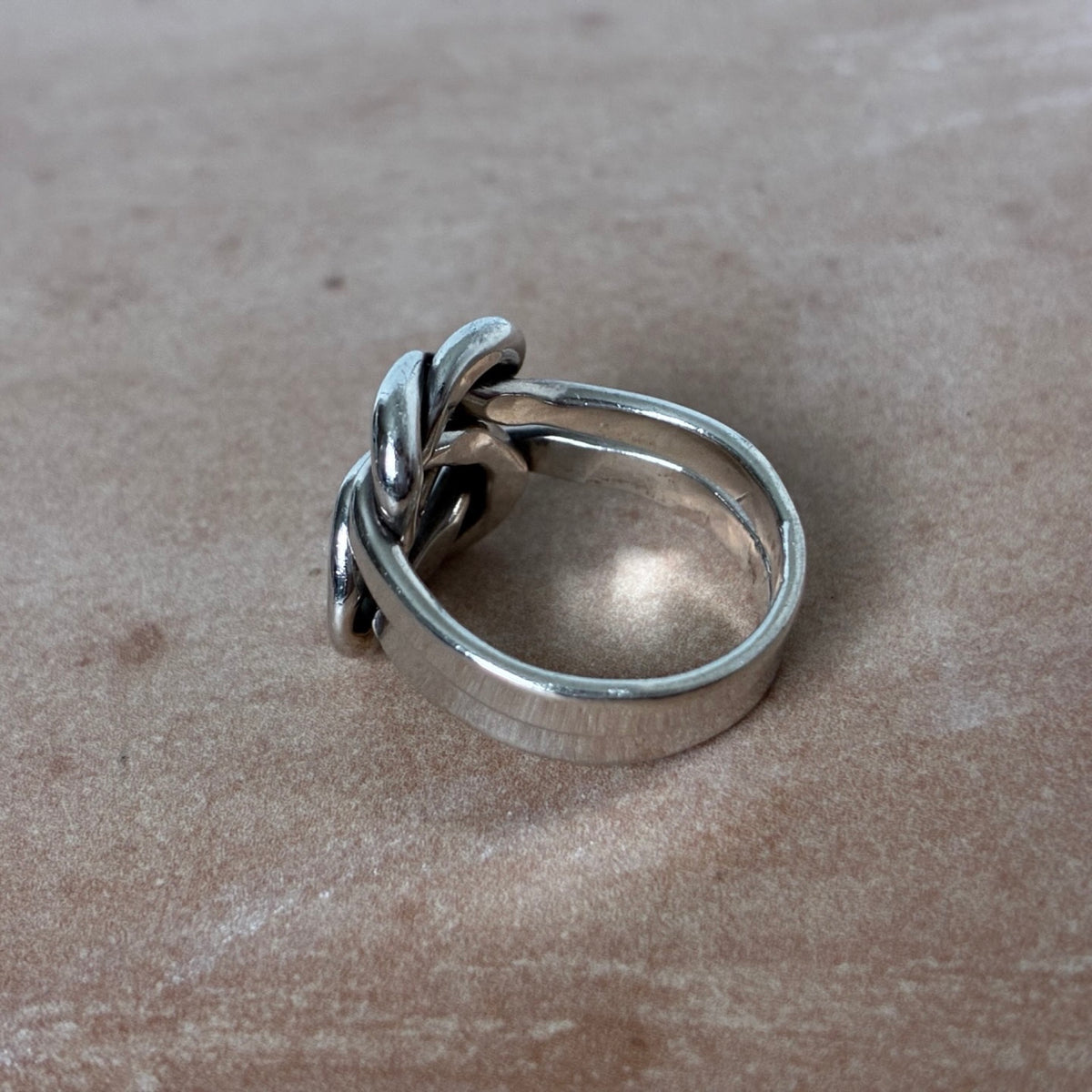 Sterling Interlocking Knot Double Band Ring Modernist Size 6.5