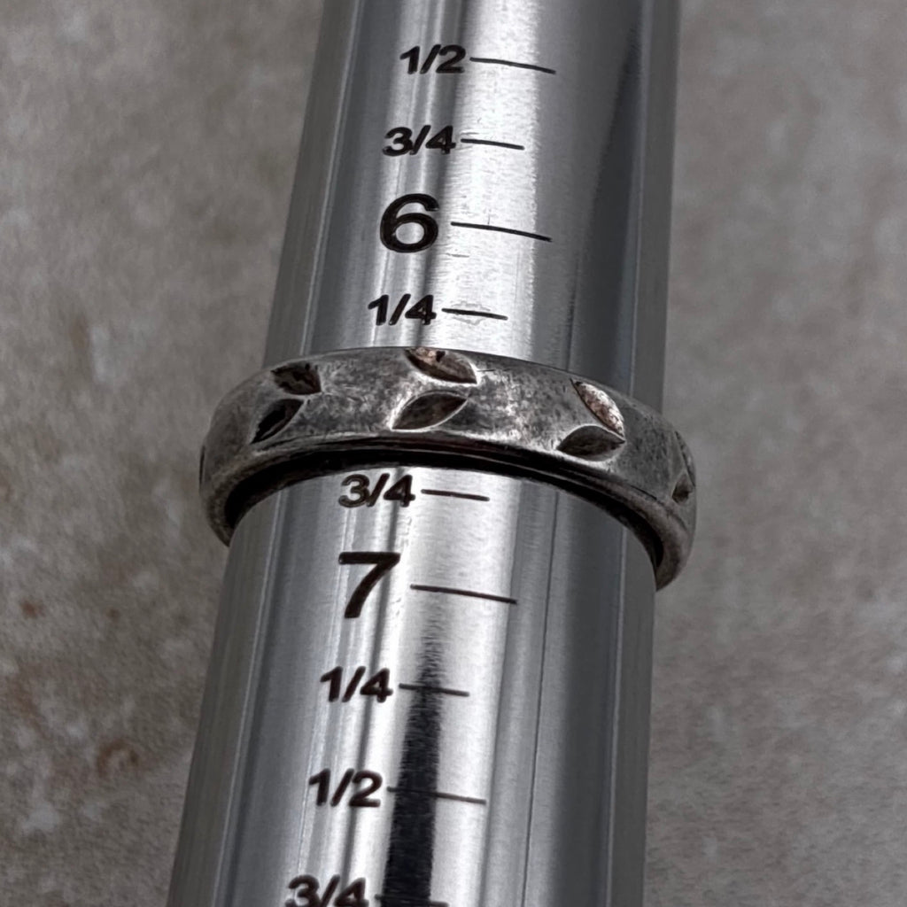 Sterling Botanical Relief Band Ring — Size 6.5