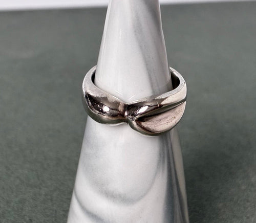 Mexican Sterling Modernist Fold Ring — Size 6