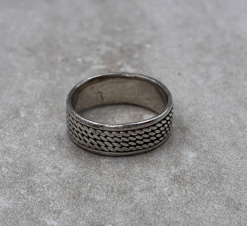 Sterling Woven Texture Wide Band Ring — Size 7