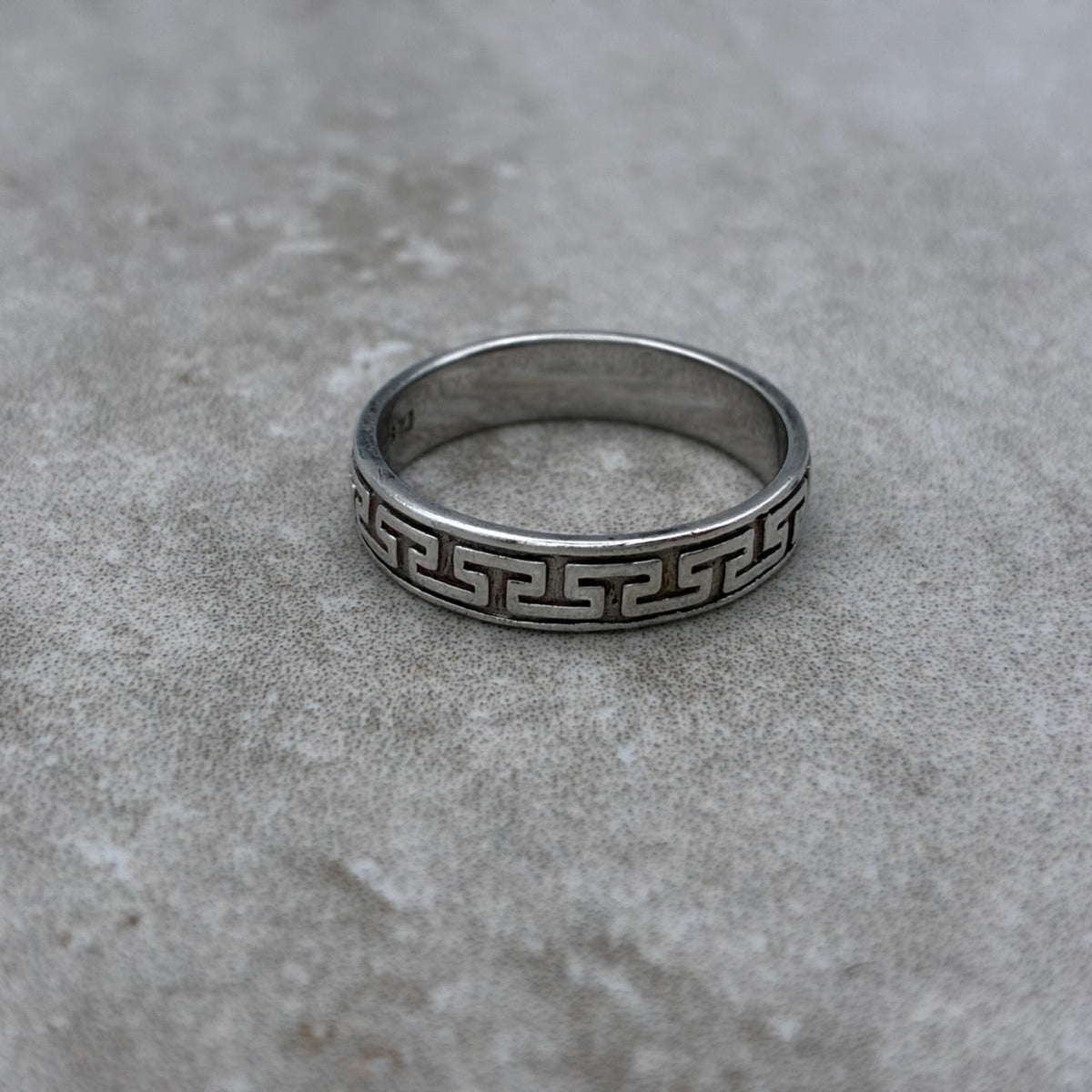 Sterling Greek Key Ring — Size 7.5