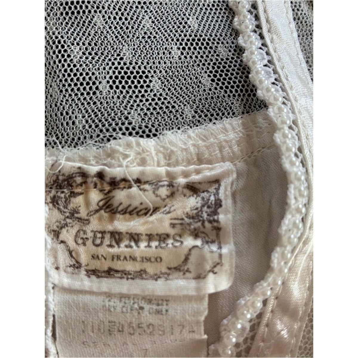 Vintage Jessica McClintock Gunnies Victorian Lace Ivory Blouse Size 7
