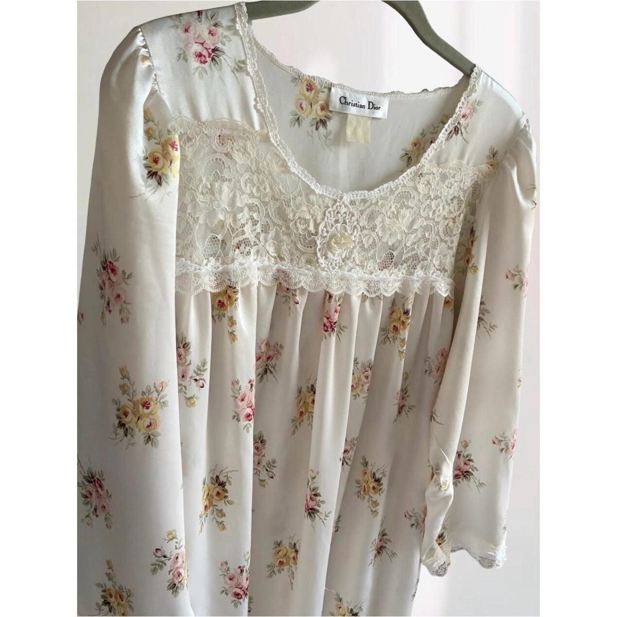 Vintage Christian Dior Floral Lace Maxi Nightdress Sz XL