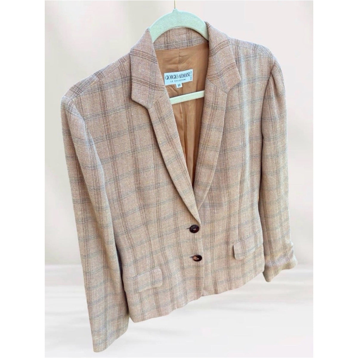 Vintage Giorgio Armani Le Collezioni Windowpane Blazer Made in Italy Sz 10/M