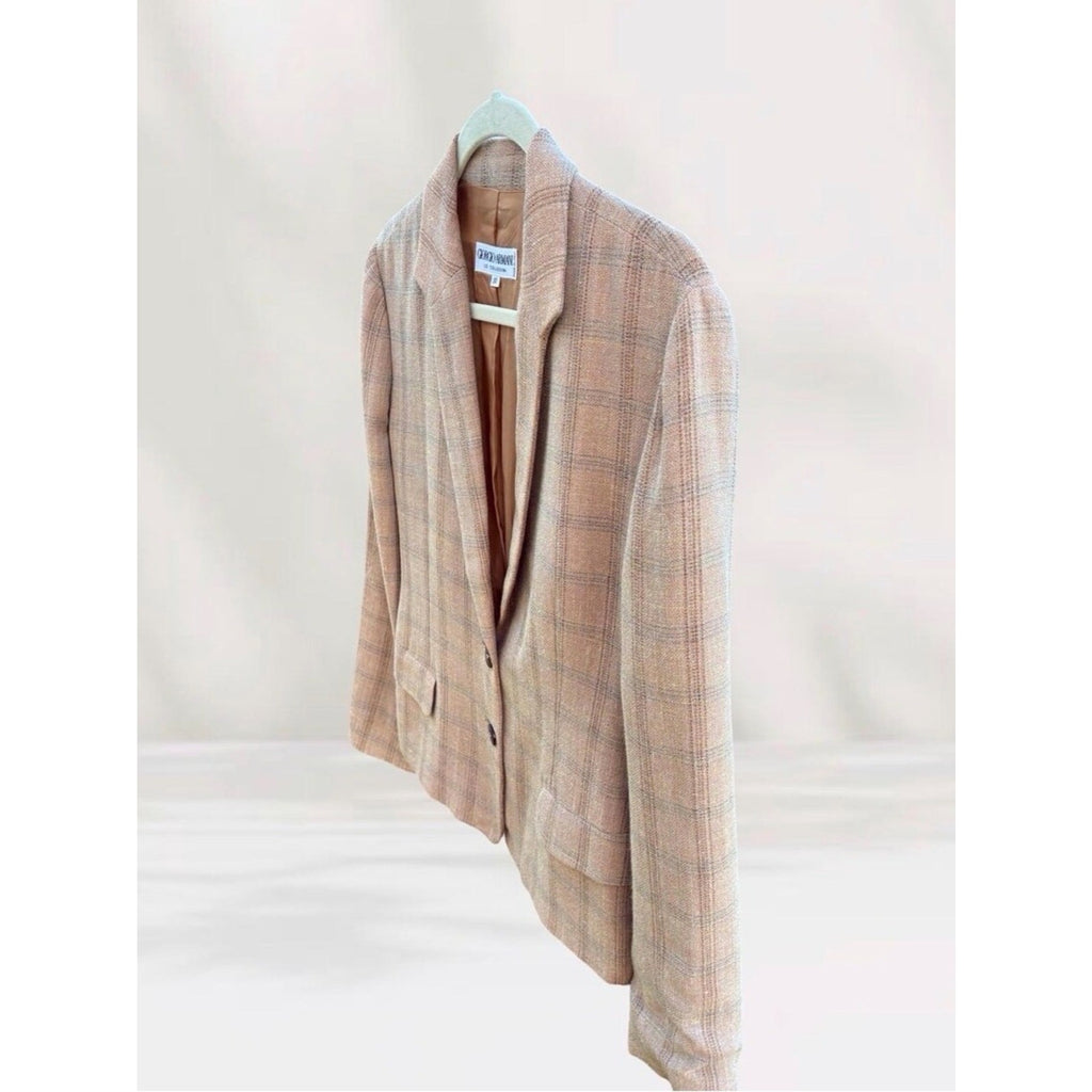 Vintage Giorgio Armani Le Collezioni Windowpane Blazer Made in Italy Sz 10/M