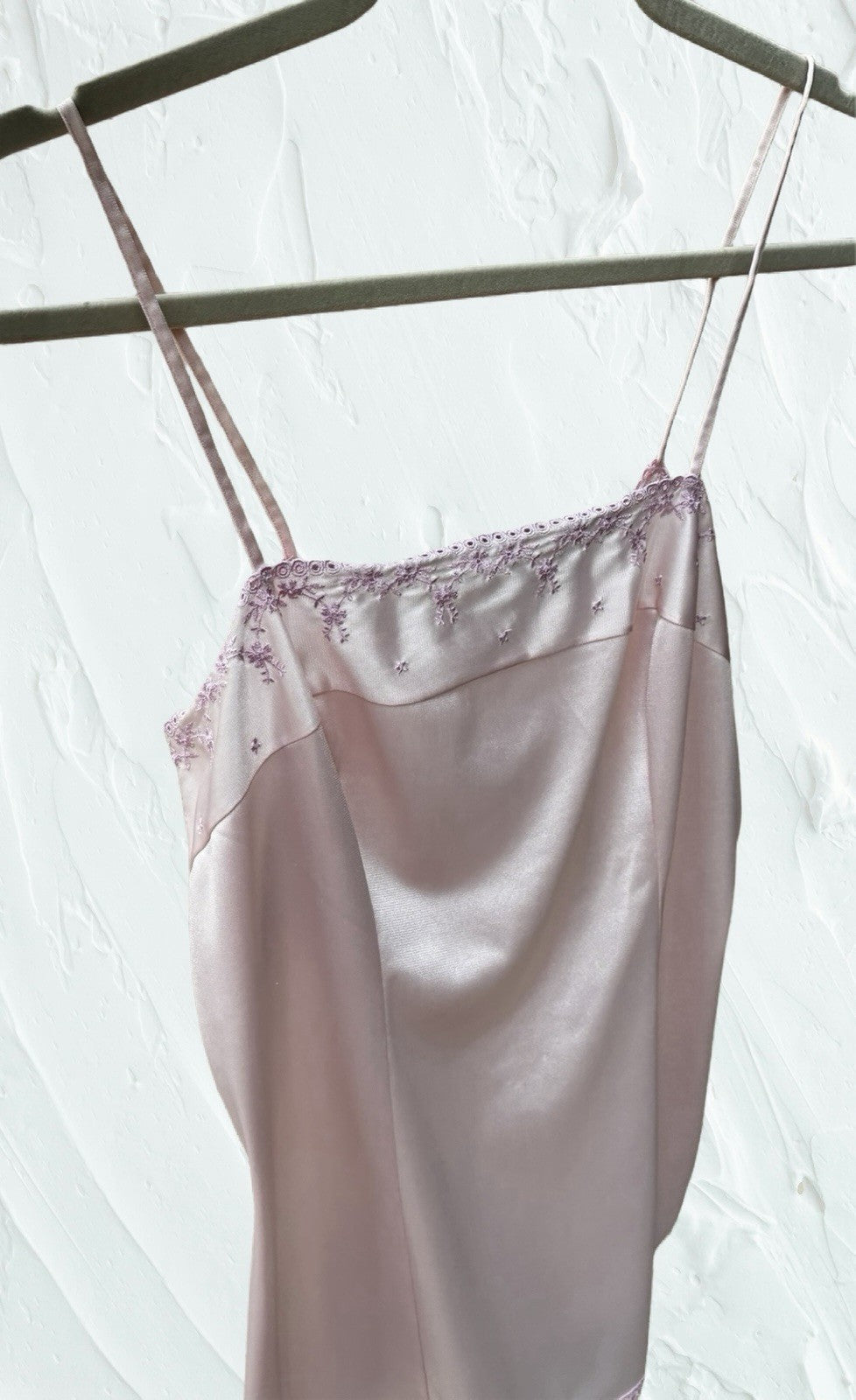 Vintage Triumph Embroidered Yoke Pink Satin Camisole Made in Austria