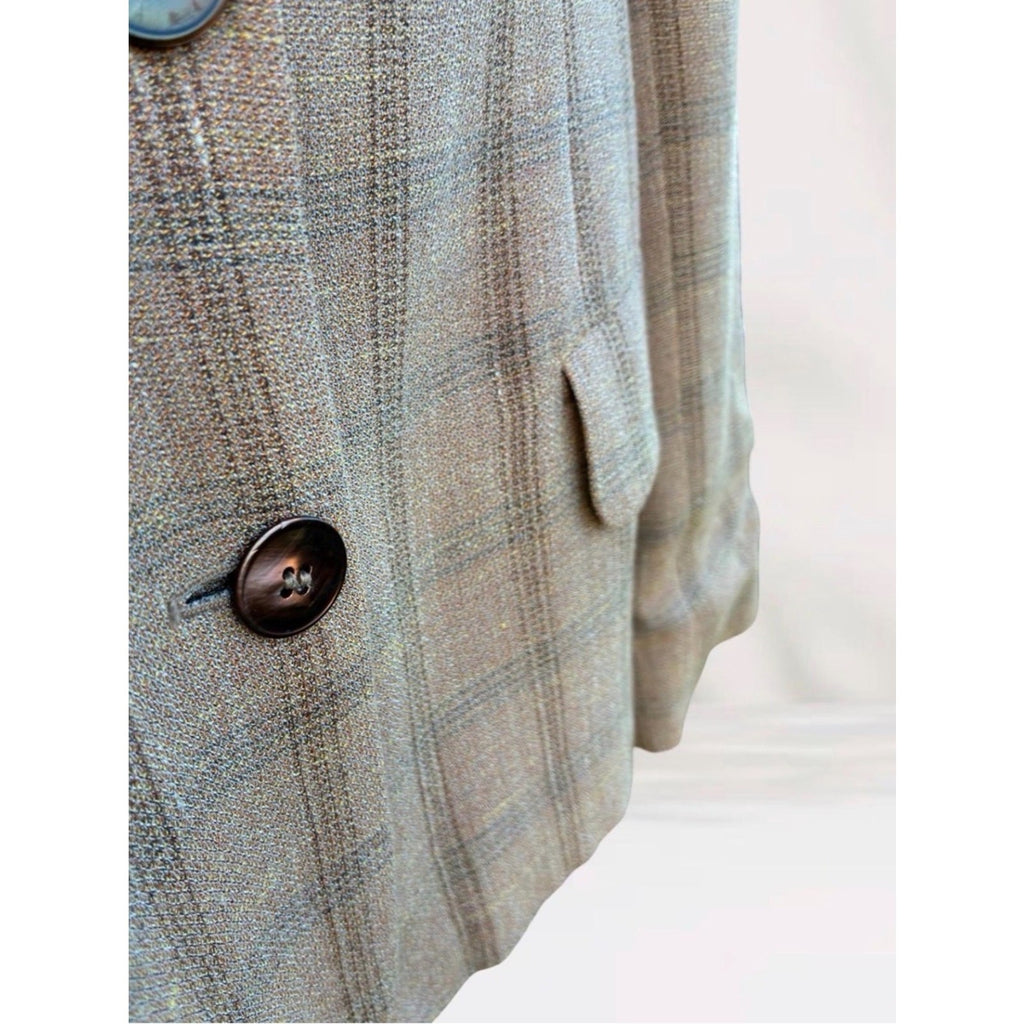 Vintage Giorgio Armani Le Collezioni Windowpane Blazer Made in Italy Sz 10/M