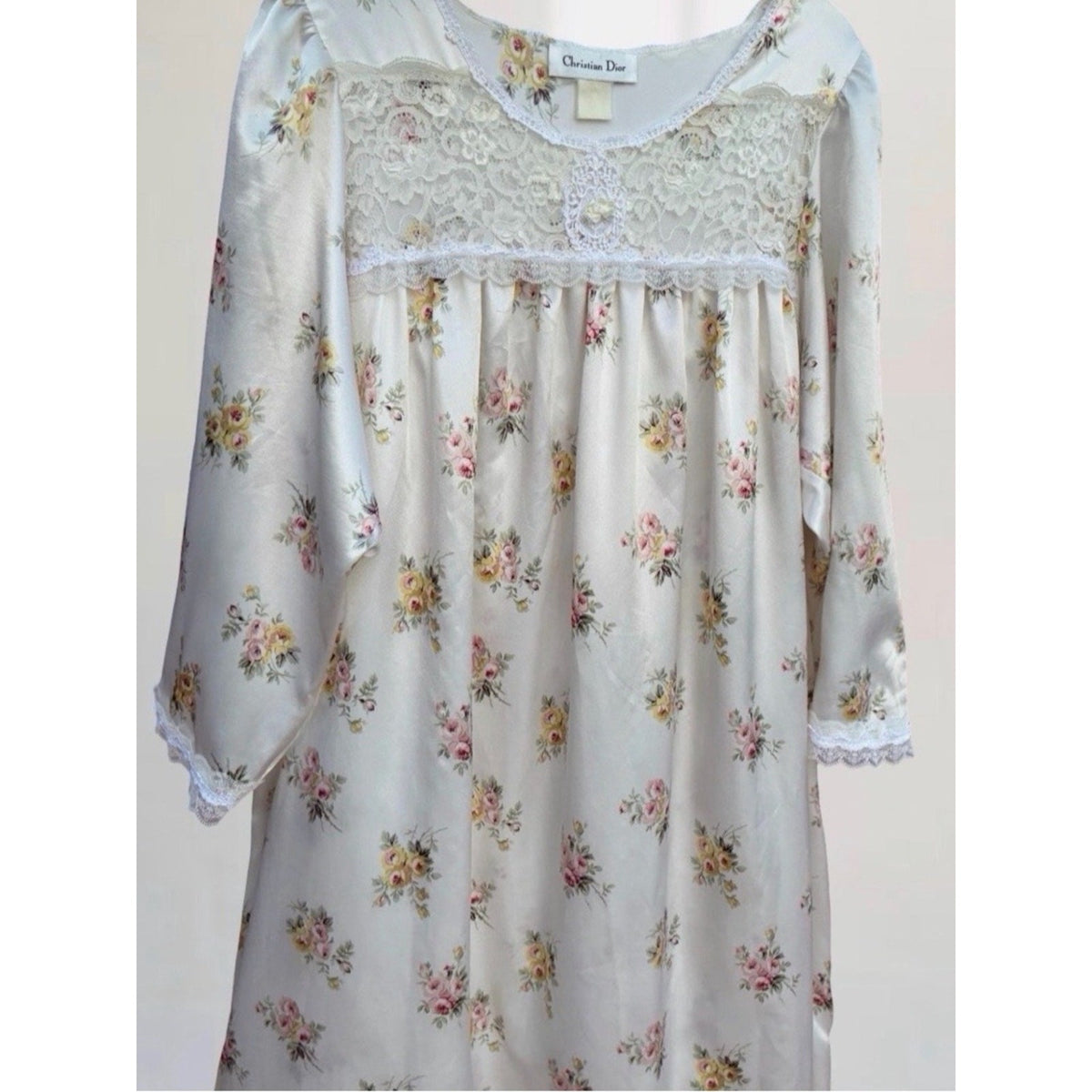 Vintage Christian Dior Floral Lace Maxi Nightdress Sz XL