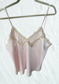 Vintage Miss Elaine Blush Pink Satin Lace Camisole Pintuck Lingerie