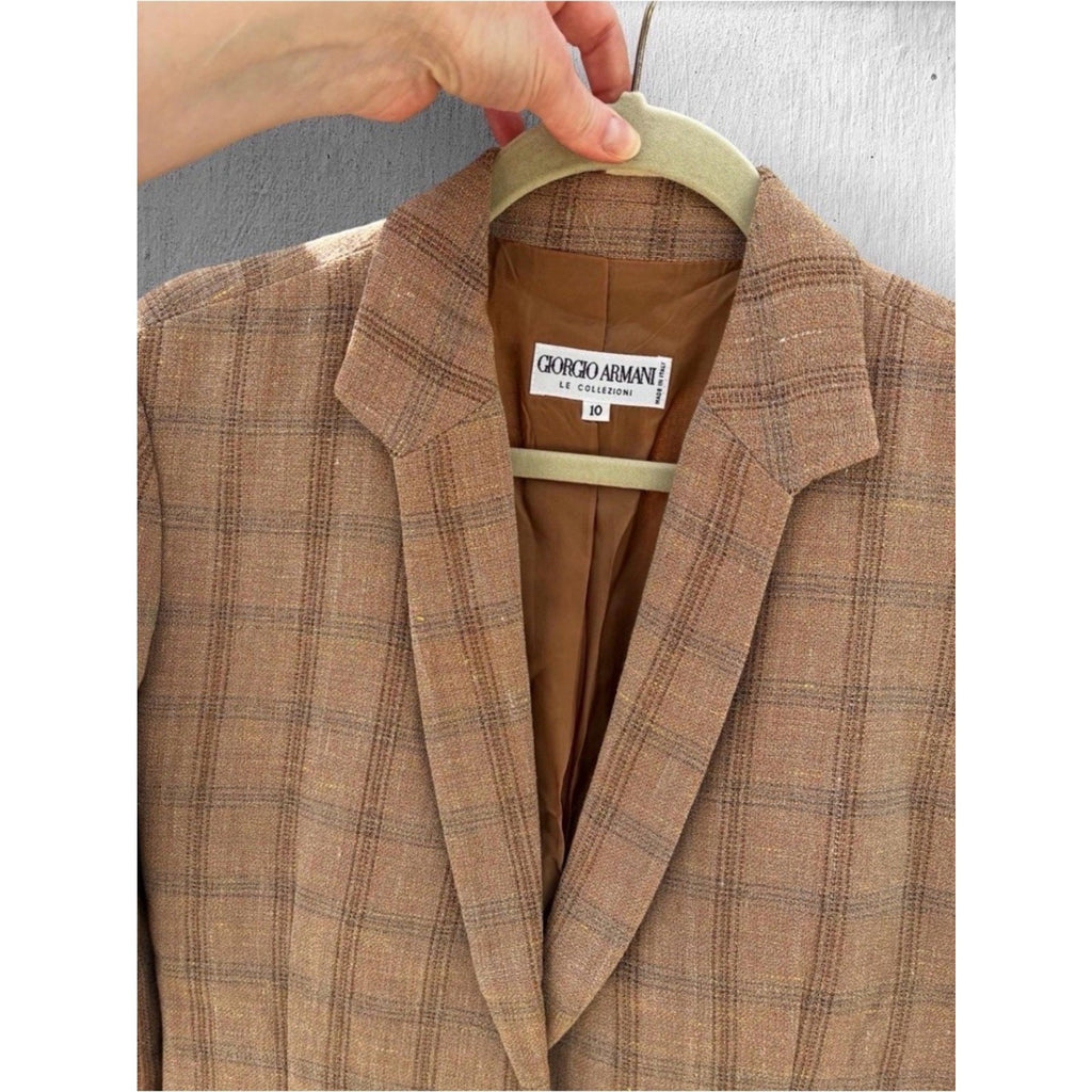 Vintage Giorgio Armani Le Collezioni Windowpane Blazer Made in Italy Sz 10/M