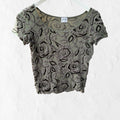 Vintage Y2K Armani Collezioni Velvet Burnout Stretch Mesh Baby Tee Made in Italy