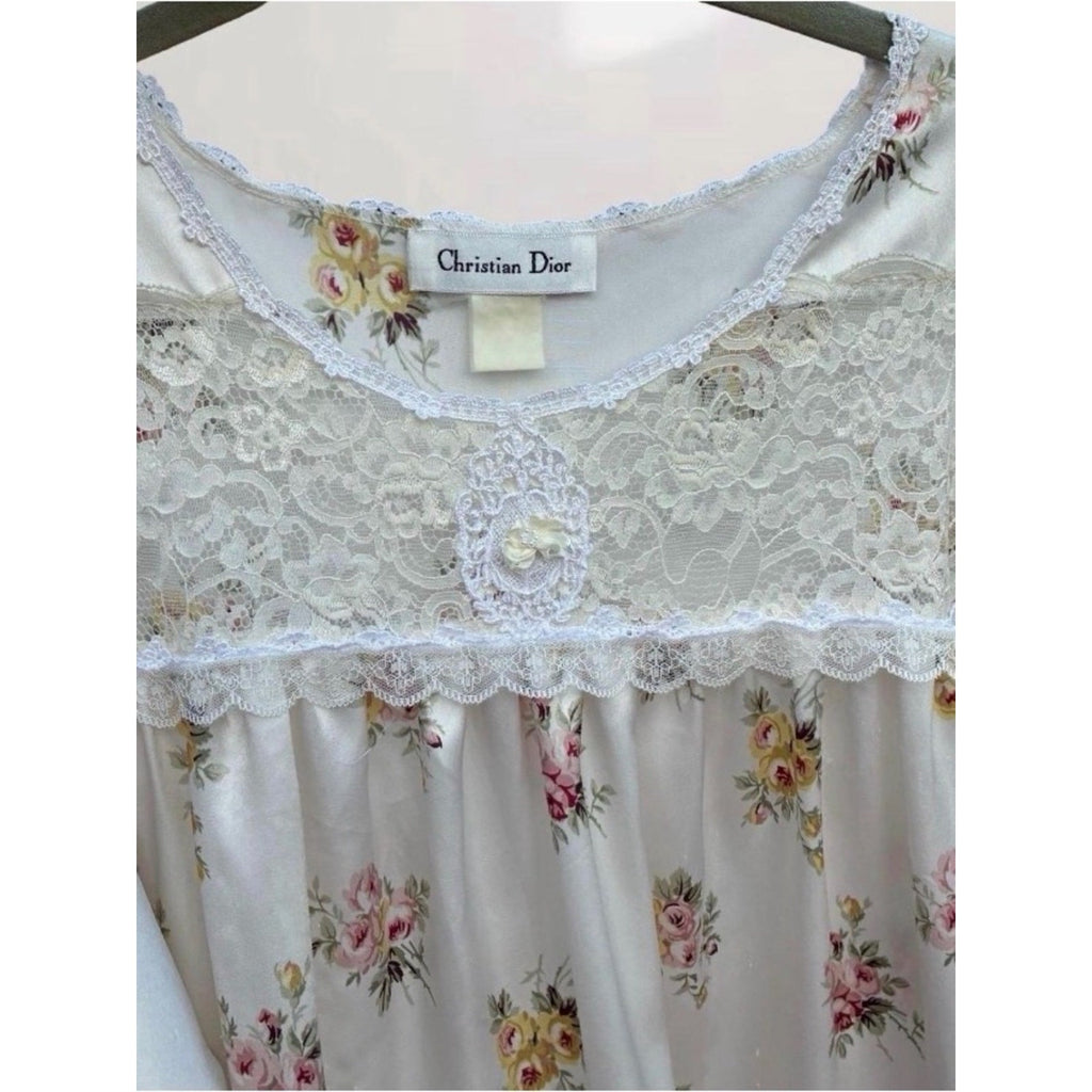Vintage Christian Dior Floral Lace Maxi Nightdress Sz XL