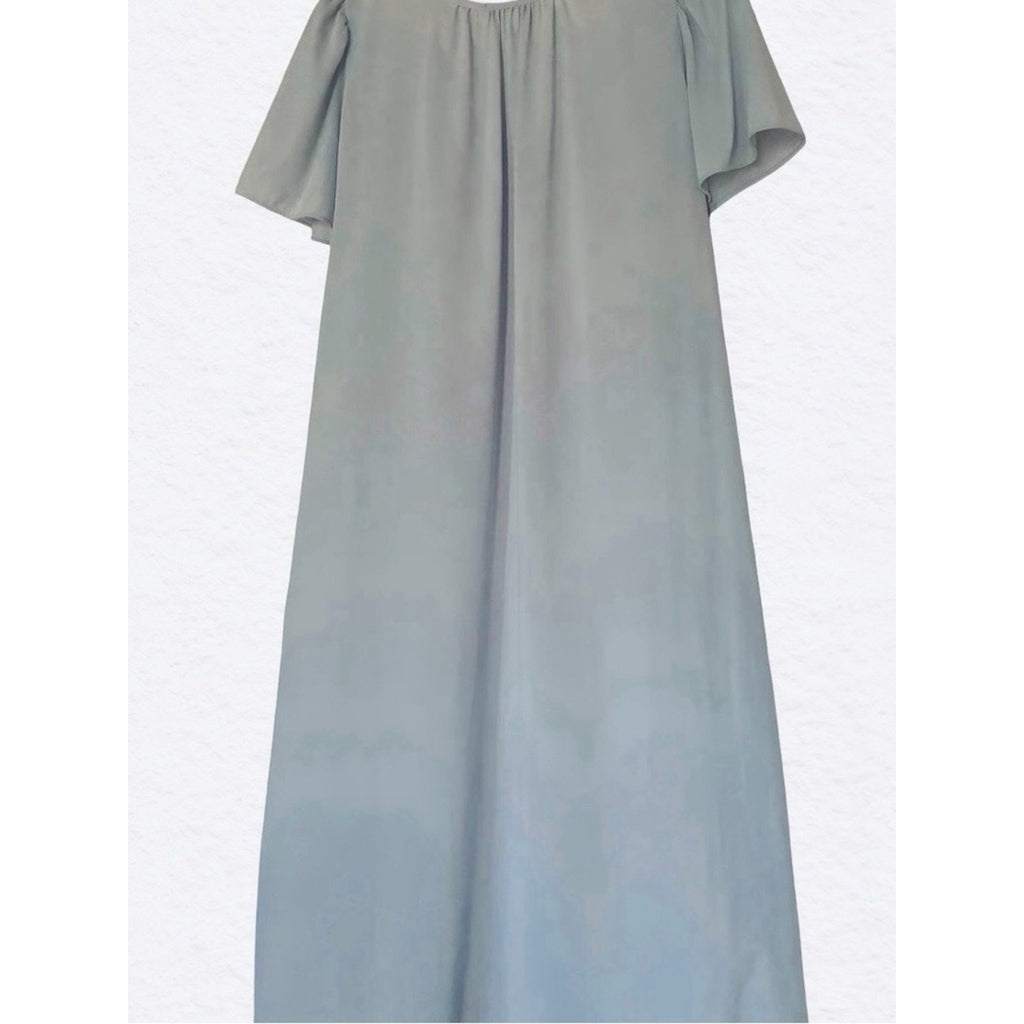 Shadowline Vintage Sky Blue Nylon Nightgown with Lace Flutter Sleeve Size M