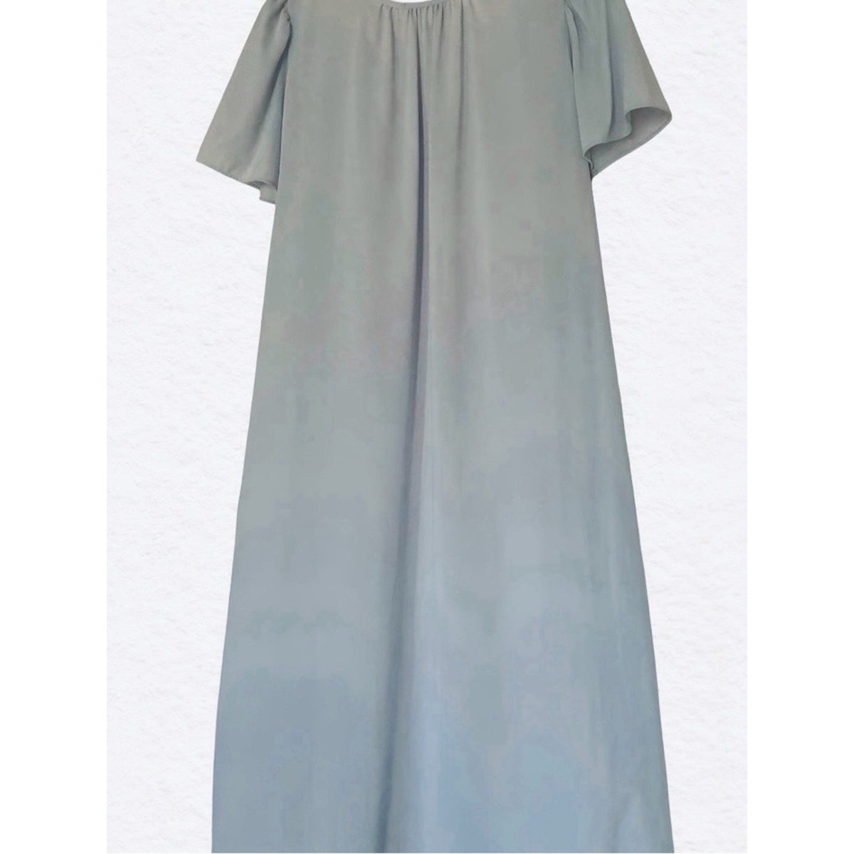 Shadowline Vintage Sky Blue Nylon Nightgown with Lace Flutter Sleeve Size M