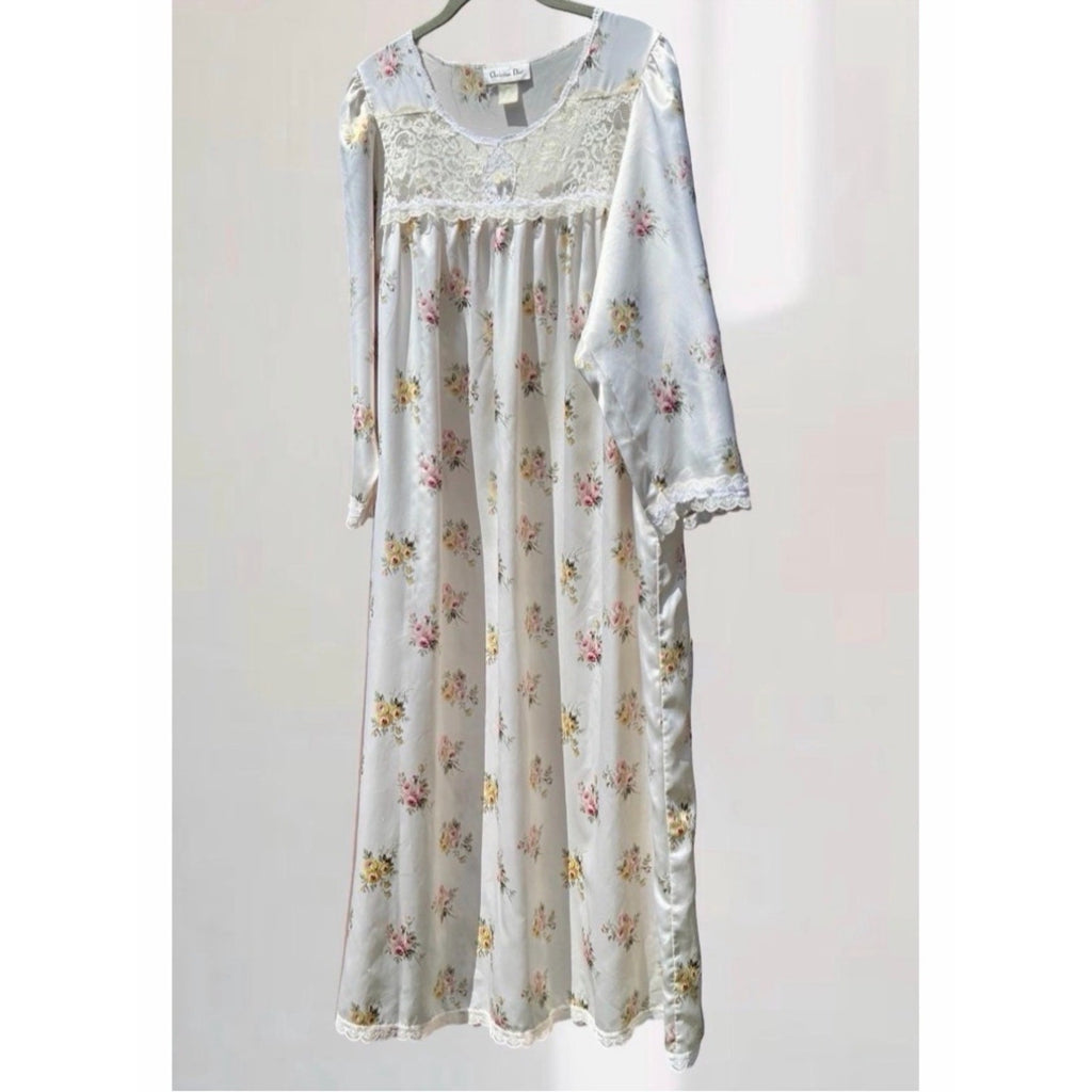Vintage Christian Dior Floral Lace Maxi Nightdress Sz XL