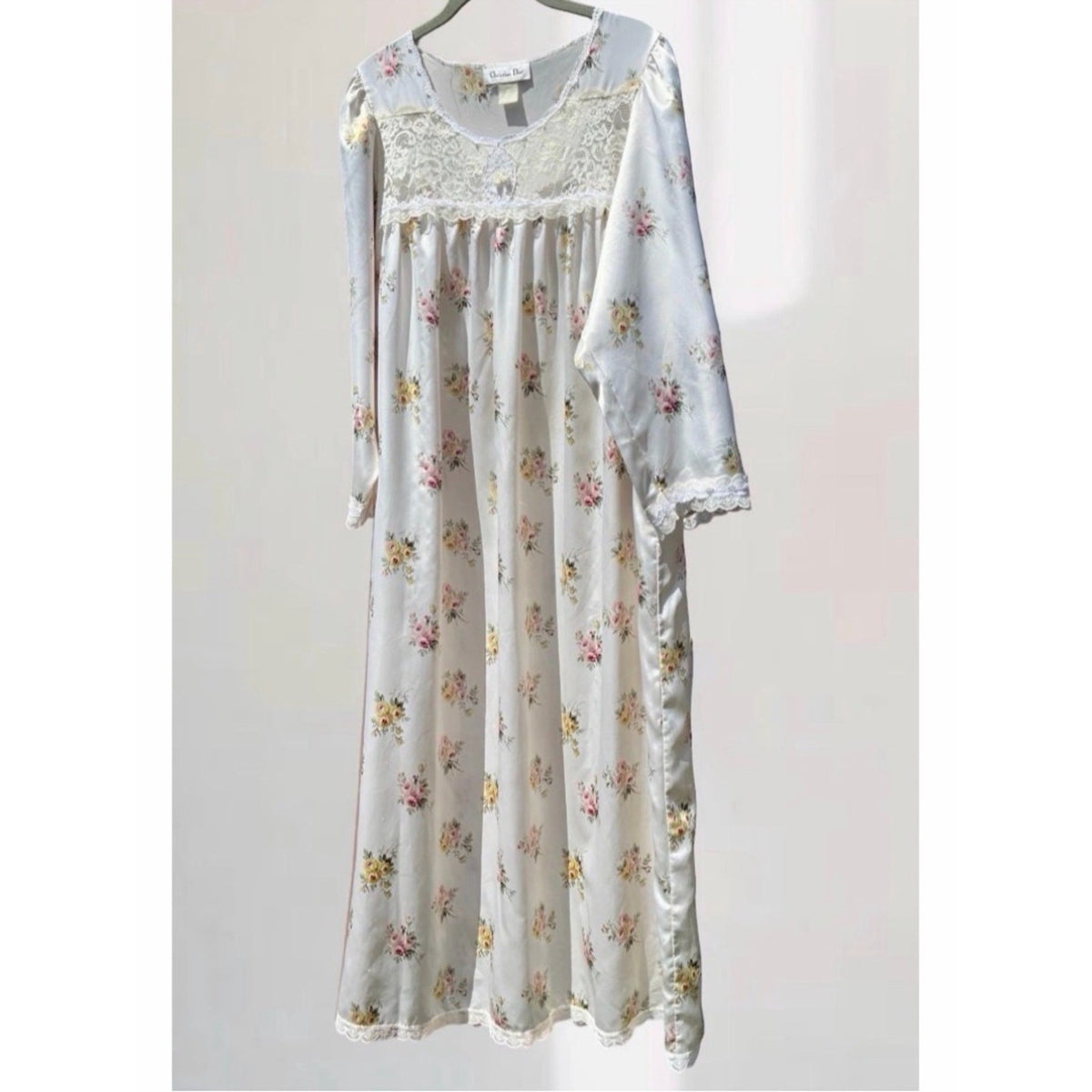 Vintage Christian Dior Floral Lace Maxi Nightdress Sz XL