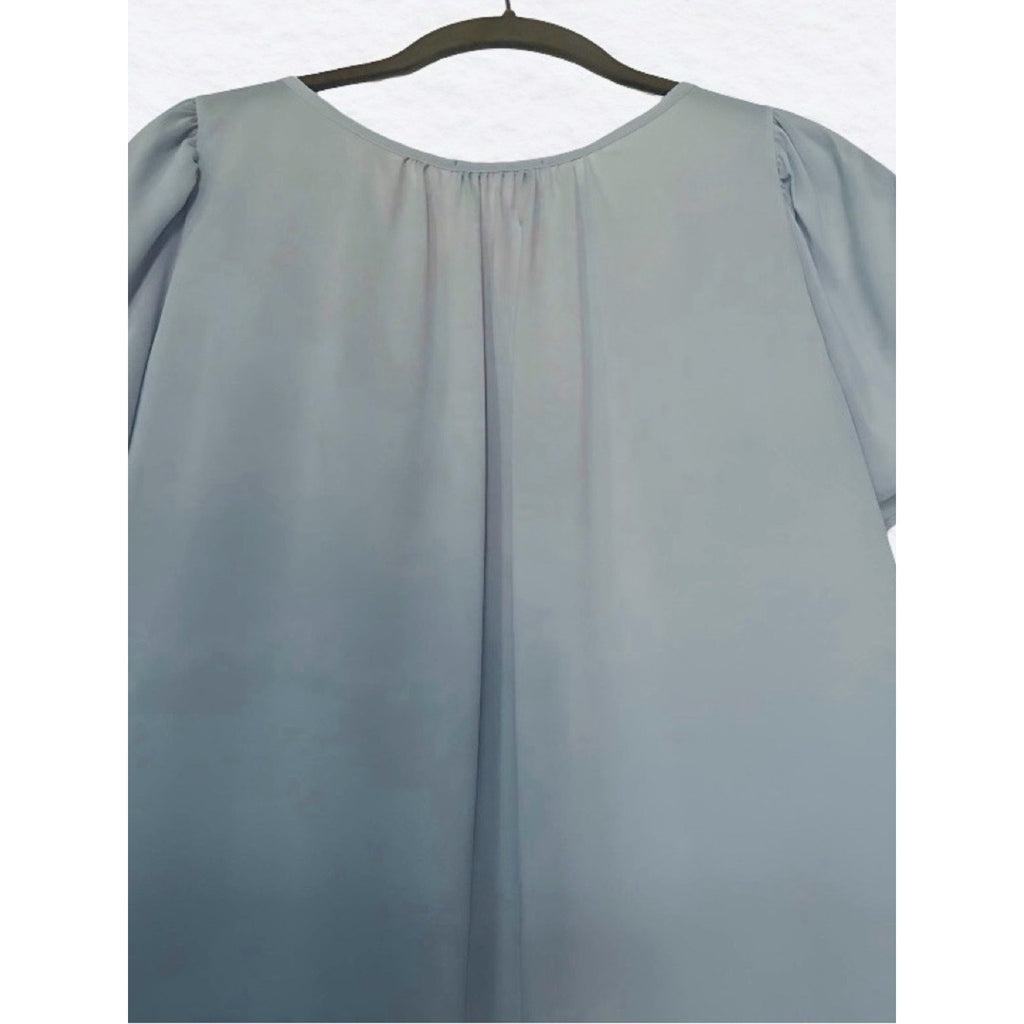 Shadowline Vintage Sky Blue Nylon Nightgown with Lace Flutter Sleeve Size M