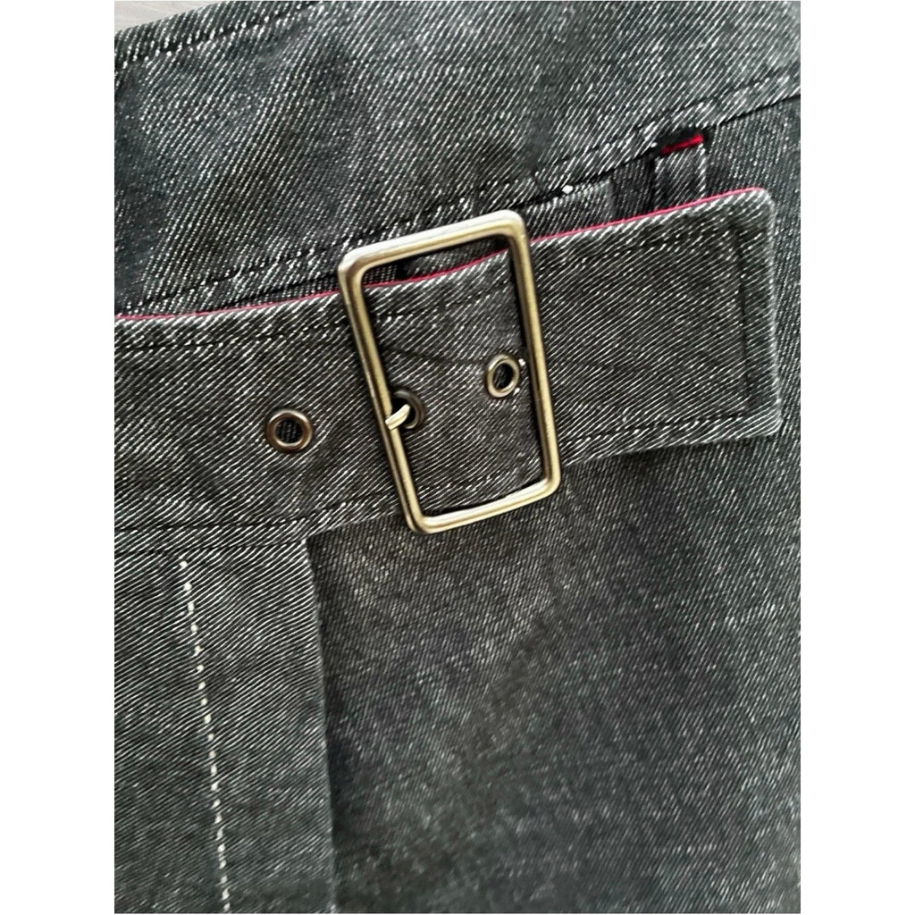 Vintage Cop. Copine Paris Denim Wrap Midi Skirt Buckle Asymmetrical France