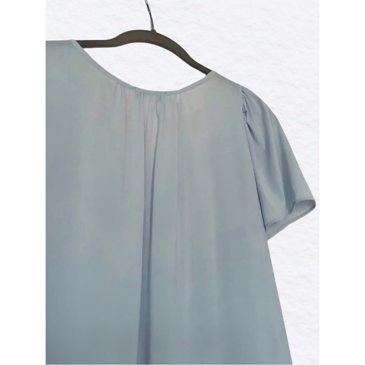 Shadowline Vintage Sky Blue Nylon Nightgown with Lace Flutter Sleeve Size M