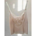 Olga Blush Vintage Satin Cami with Lace Trim Size 36 (~S) | Camisole Top