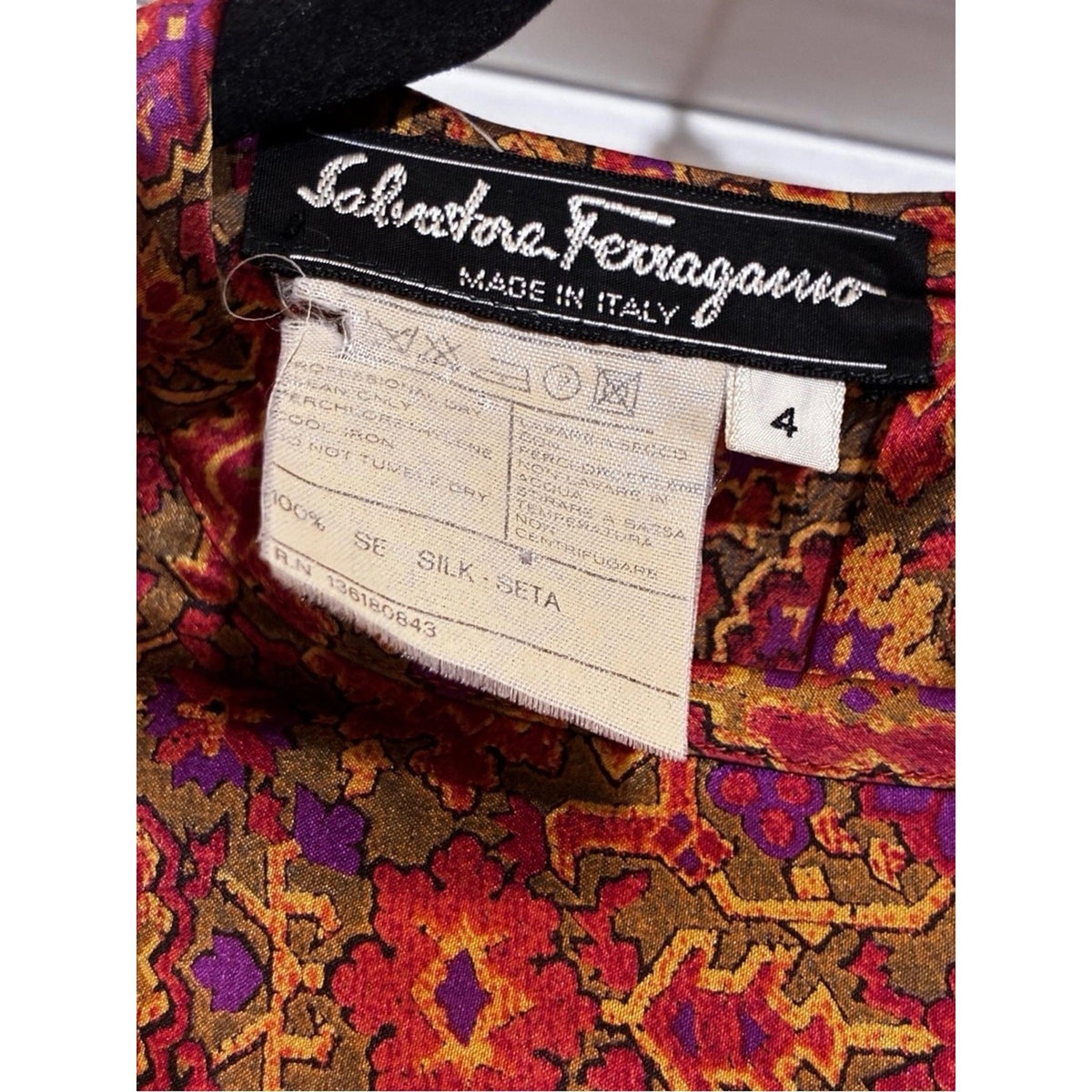 Salvatore Ferragamo Italy 100% Silk Vintage Blouse 4