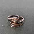 950 Silver 14K Gold Overlay Two-Tone Modernist Ring — Size 5.5