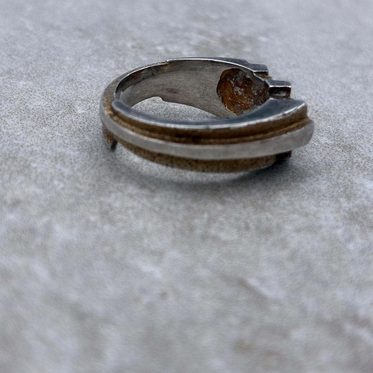 Sterling Two-Tone Modernist Sculptural Ring — Size 6.5