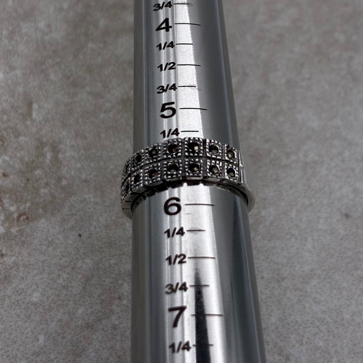 Sterling Marcasite Geometric Band Ring – Size 5.5