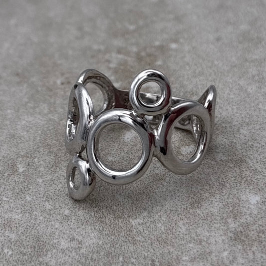Sterling Sculptural Open Circle Modernist Ring — Size 8.5