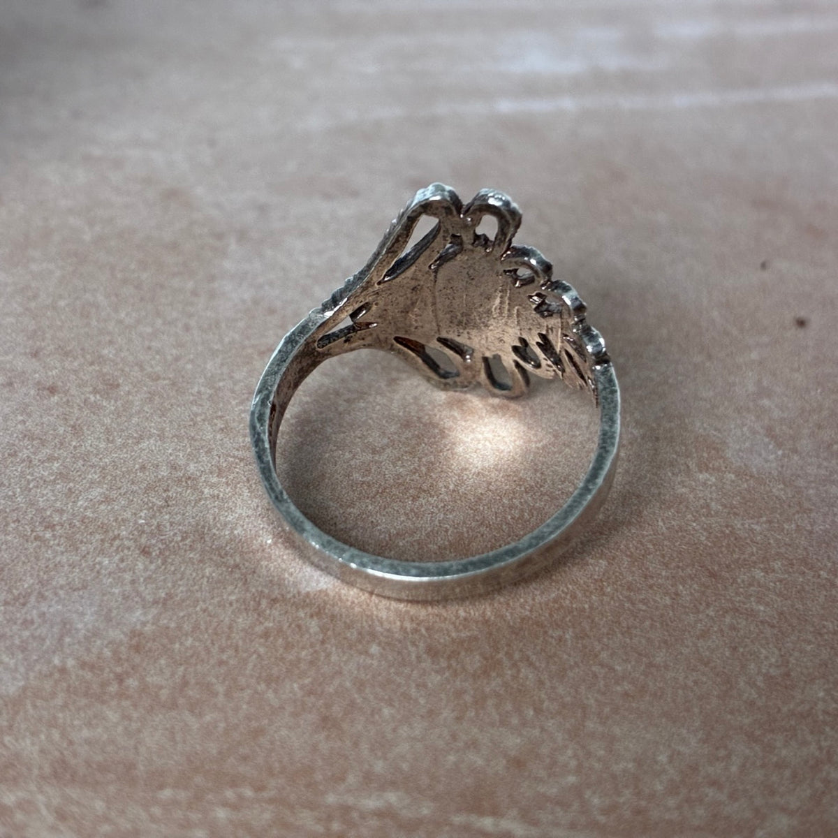 Sterling Silver Diamond Cut Openwork Fan Ring – Size 7