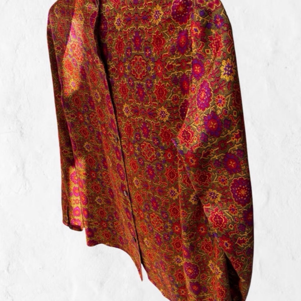 Salvatore Ferragamo Italy 100% Silk Vintage Blouse 4 S