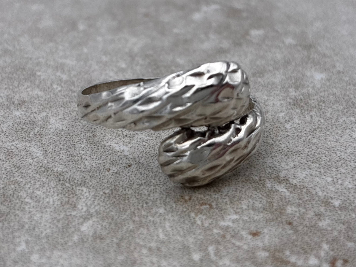 Sterling Modernist Textured Bypass Ring – Size 8.5