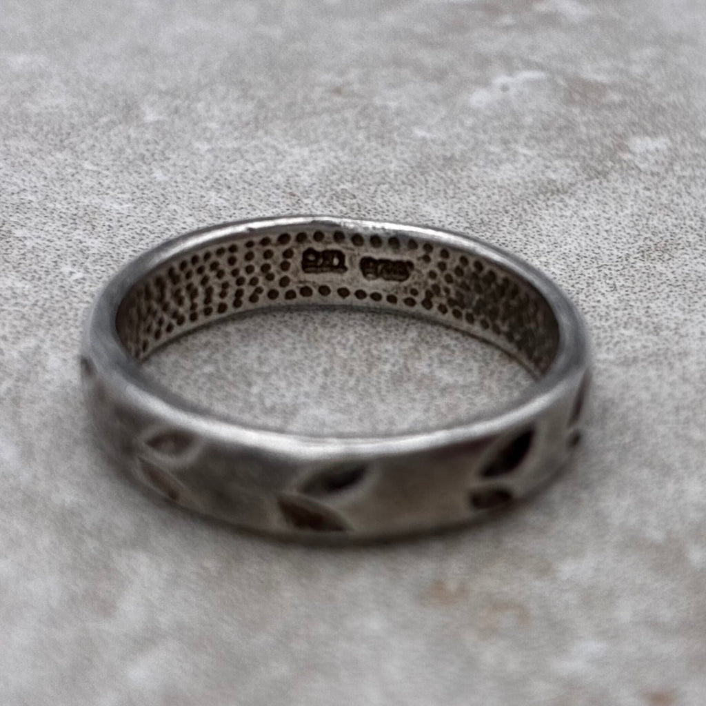 Sterling Botanical Relief Band Ring — Size 6.5