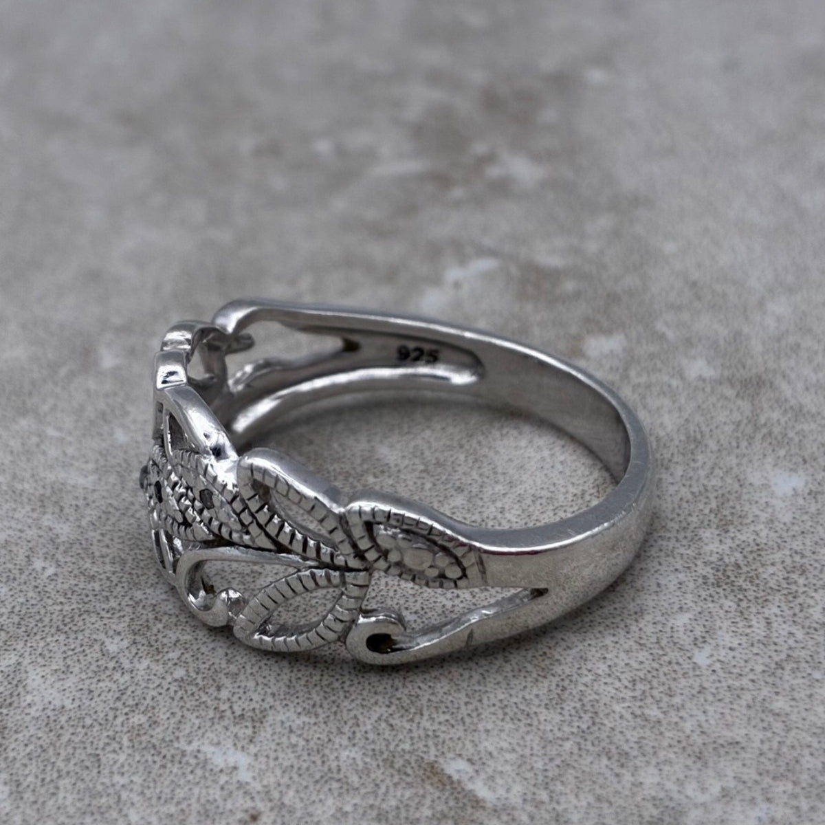 Sterling Evil Eye Scrollwork Ring — Size 9.5
