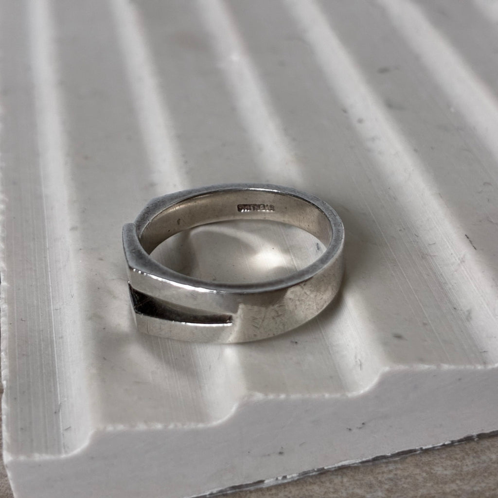 Sterling Modernist Geometric Cutout Band Ring Size 6.75