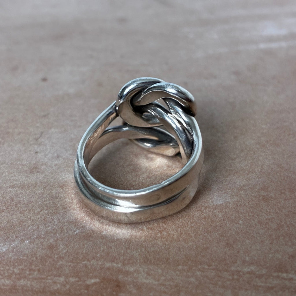 Sterling Interlocking Knot Double Band Ring Modernist Size 6.5