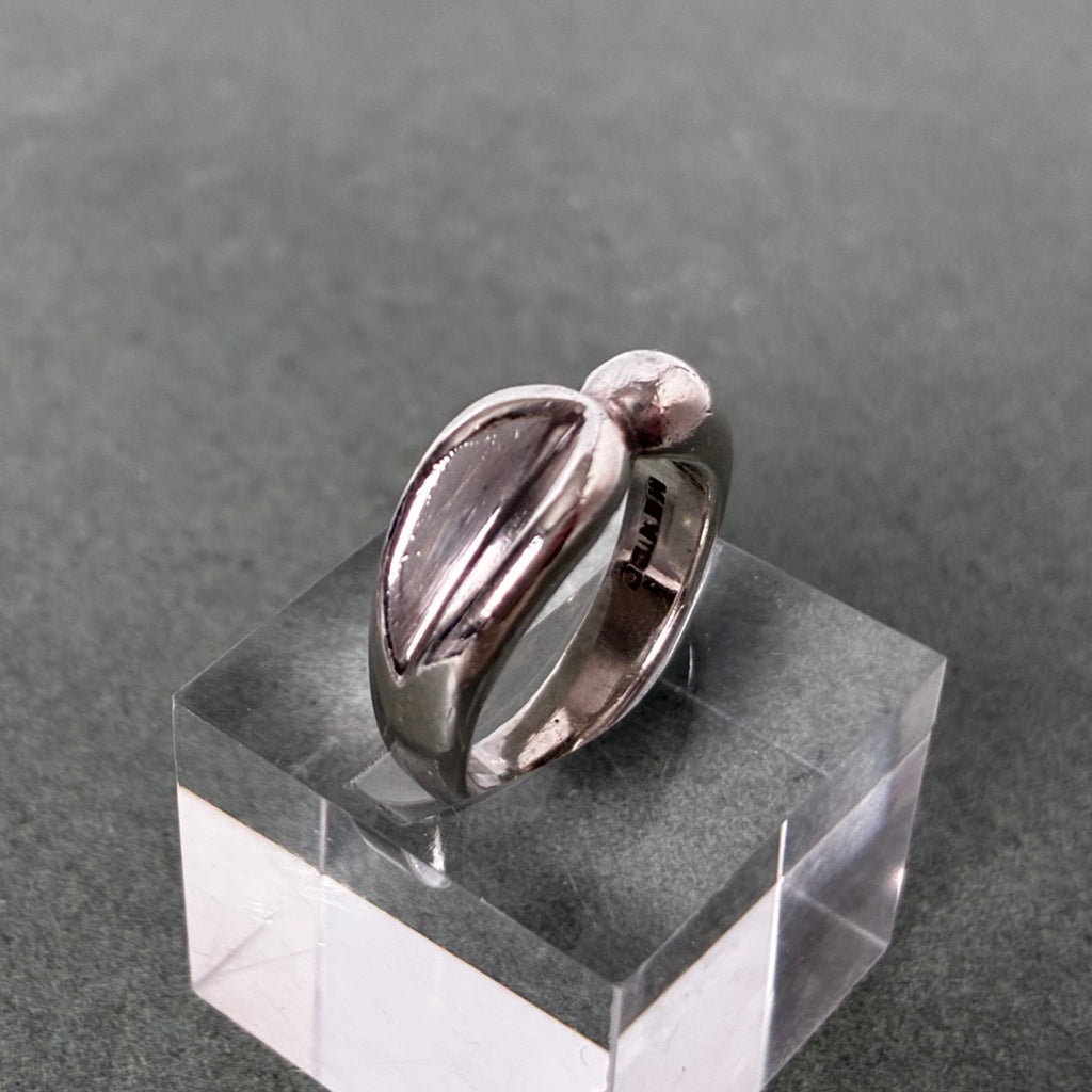 Mexican Sterling Modernist Fold Ring — Size 6