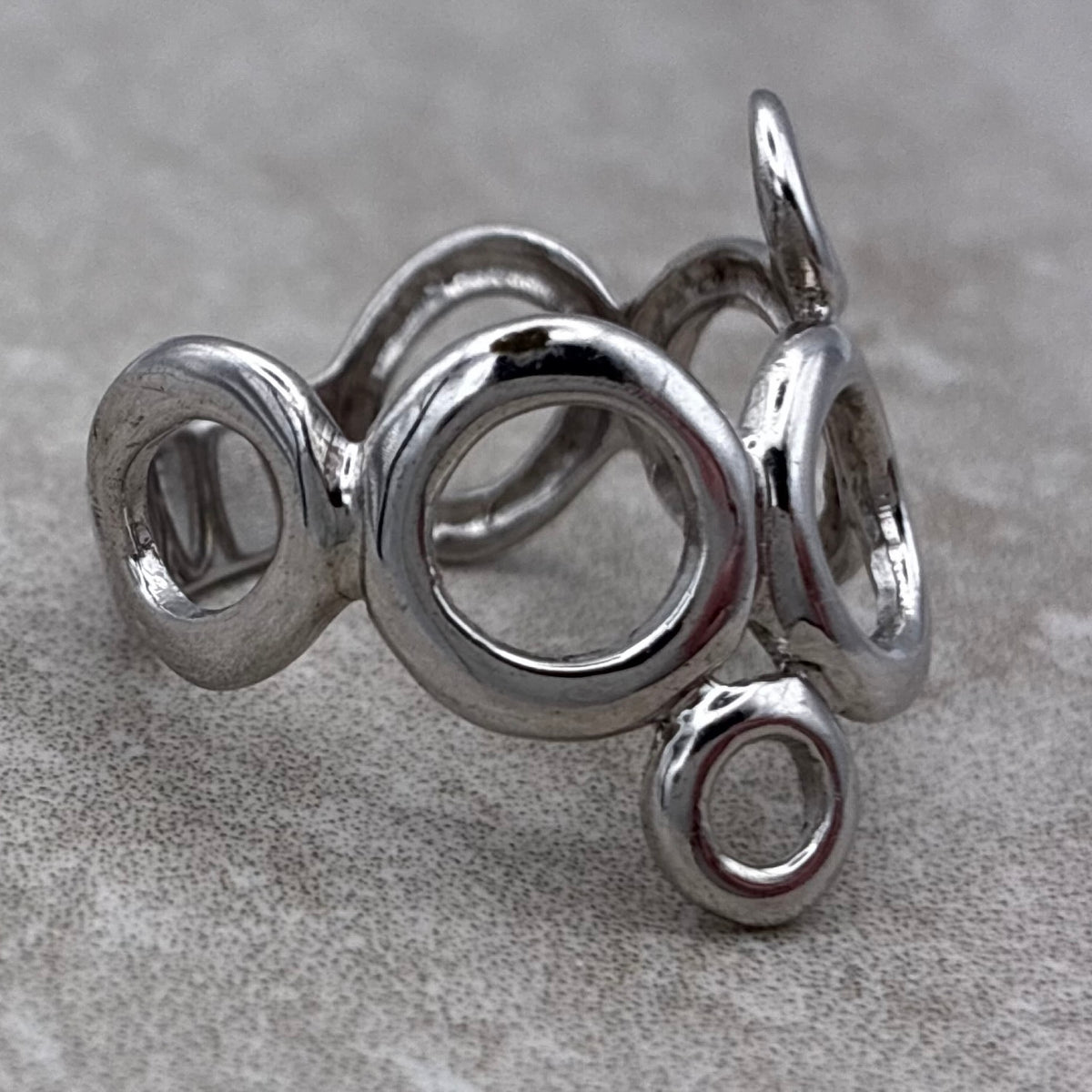 Sterling Sculptural Open Circle Modernist Ring — Size 8.5