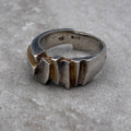 Sterling Two-Tone Modernist Sculptural Ring — Size 6.5