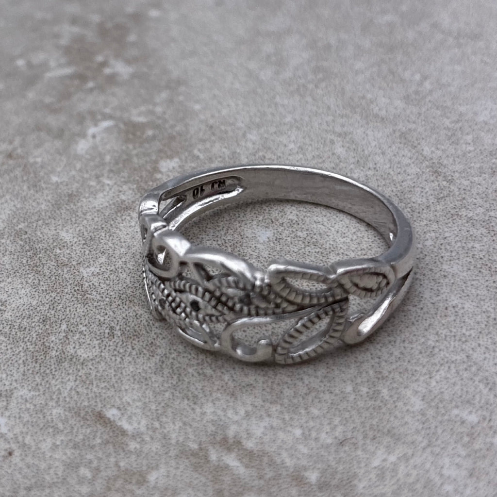 Sterling Evil Eye Scrollwork Ring — Size 9.5