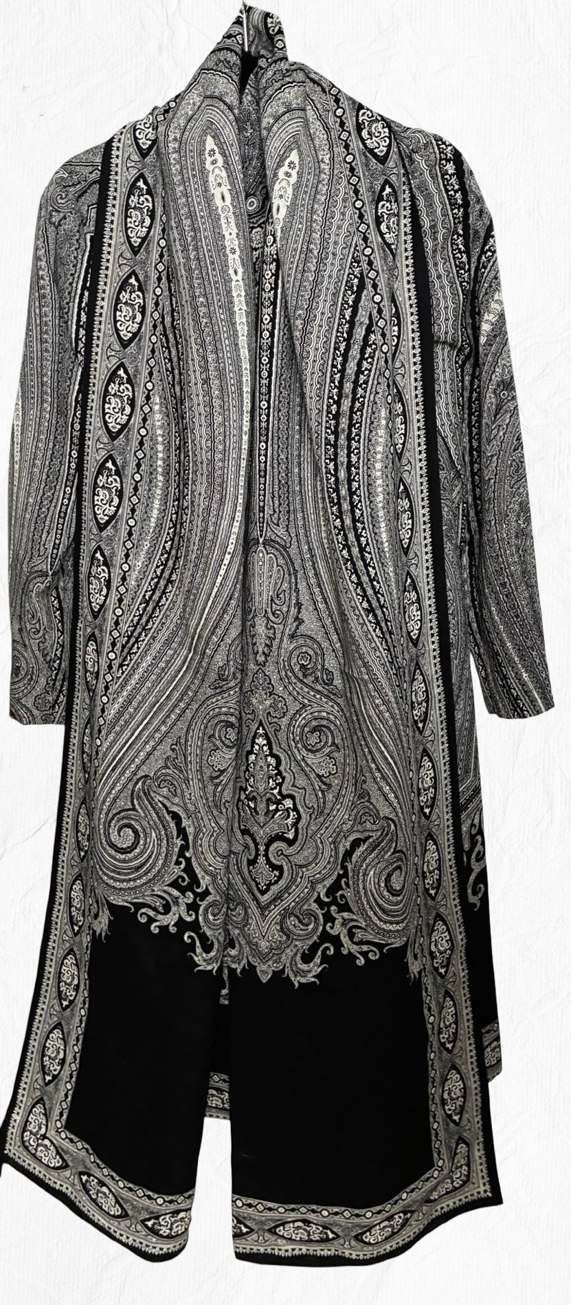 Pauline Trigère Archival Vintage Elegant Bohemian Evening Dress + Scarf Set