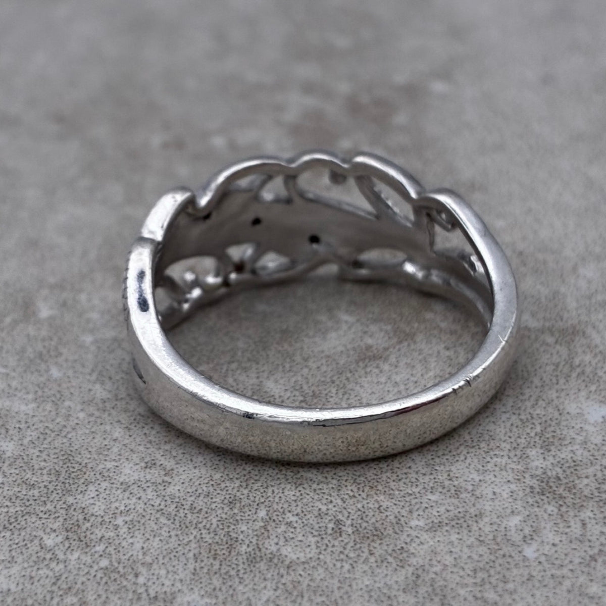Sterling Evil Eye Scrollwork Ring — Size 9.5